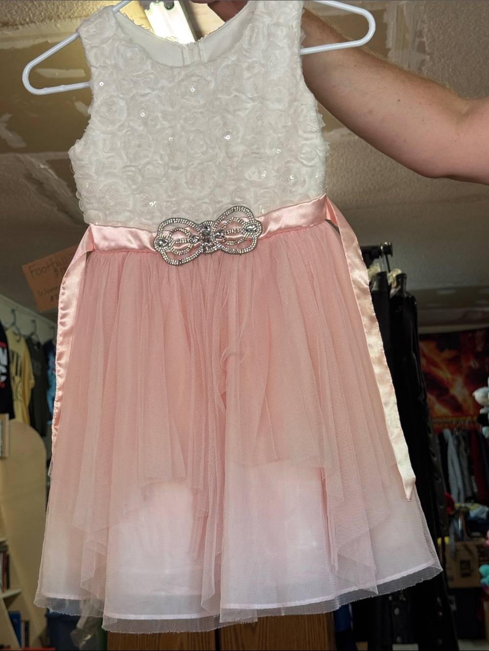 Emily Rose Ivory Floral Bodice with Blush Pink Tulle Dress